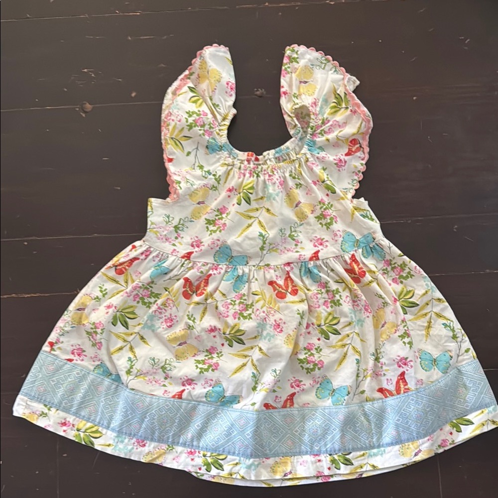 Matilda Jane Floral shirt with Yellow and Blue butterflies Girls size 8